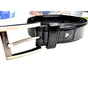 GUESS Men's Belt  Black Faux Leather Belt Size L (38 - 40) BMHI (1.5 in. wide)
